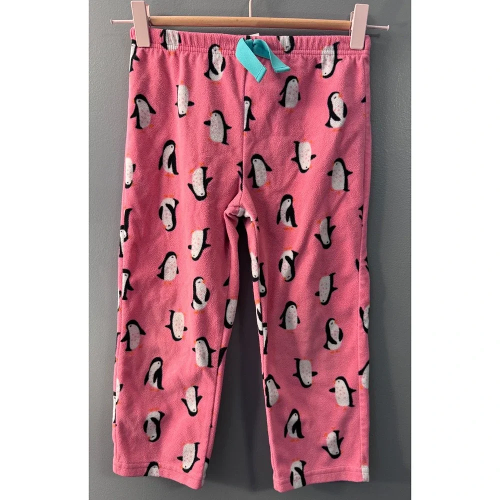 Carter's Kids Pink Fleece Penguin Print Pajama Pants Sleep‎ Bottoms ATFC1064